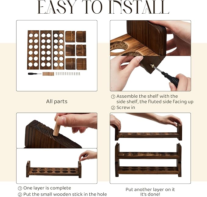 Wooden Egg Holder for Countertop 3 Layer Rack for 36 Eggs Stackable Storage Tray Organizer Rustic Home Kitchen & Country Decor Uneven Color Crafts, Need to Assemble - Image 3