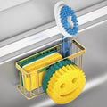 MURLONG Sponge Holder Smiley Face, Sink Caddy for Kitchen Sink, Sink Organizer Sponge Holder with 2 PCS Suction Cups/1 PCS Adhesive Strips, Designed for Sponge, Soap, Dish Brush, Scrubber-Gold by MURLONG