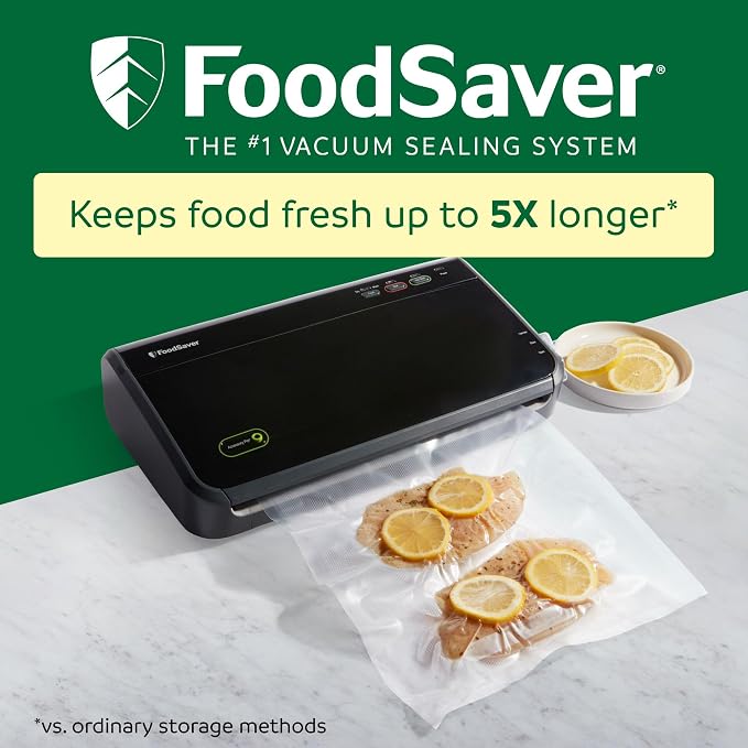 FoodSaver Vacuum Sealer Machine, Automatic Bag Detection, Sous Vide Friendly, with sealer bags, roll, handheld vacuum sealer, black - Image 2