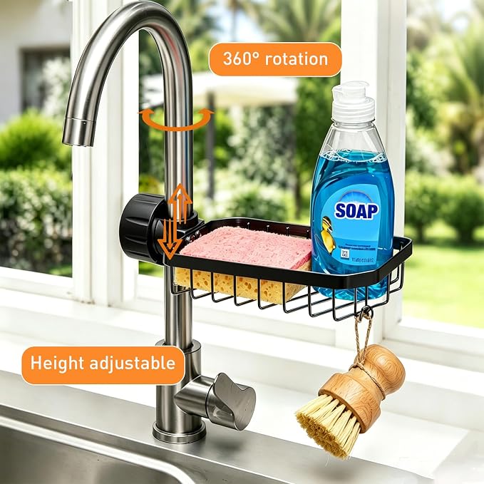 Kitchen Sink Sponge Holder over Faucet Caddy Organizer for Round Faucet - Image 5