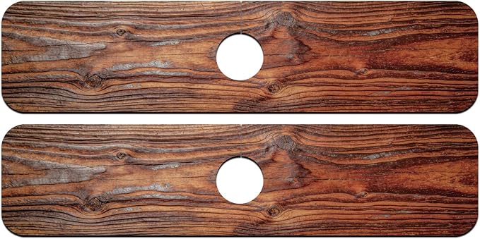 2 Pcs Kitchen Sink Splash Guard Faucet Mat Wood Grain Pattern Faucet Mat for Sinks Natural Wood Color Absorbing Drying Mat for Kitchen Bathroom, 23.6x5.5inch - Image 8