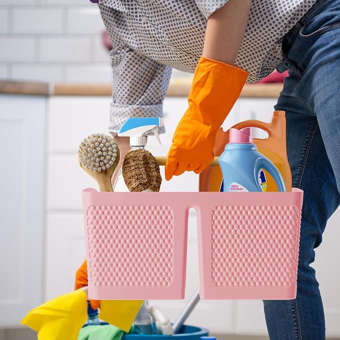 Shower Caddy Portable and Cleaning Caddy Organizer for Bathroom, Kitchen, Toiletries Storage ，Caddy organizer with handle, Rust-Resistant, Durable Material (Pink, 9.36" L×7.73" W×7.24" H) - Image 5