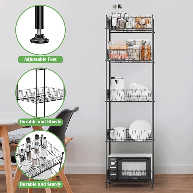 Water Bottle Storage Rack 5 Tier Drink Organizer for Pantry Metal Bottled Water Holder Stand for Floor, Beverage Soda Can Drink Storage Holder for Kitchen, Living Room - Image 6