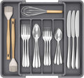 Lifewit Silverware Drawer Organizer, Expandable Utensil Tray for Kitchen, BPA Free Flatware and Cutlery Holder, Adjustable Plastic Storage for Spoons Forks Knives, 8.5-14 x 12", Dark Gray by Lifewit