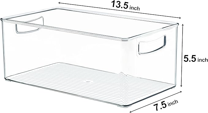 Hudgan 2 Pack Straight Sides Stackable Pantry Organizer Bins for Home Edit - 13.5''L x 7.5''W x 5.5''H - Image 4