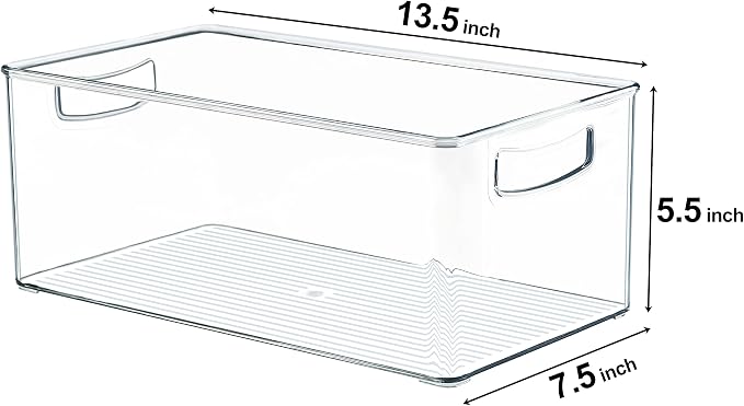 Hudgan 4 Pack Straight Sides Stackable Pantry Organizer Bins for Home Edit - 13.5''L x 7.5''W x 5.5''H - Image 4