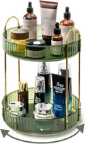 Asayuee 360 Rotating Makeup Organizer for Vanity,2 Tier Large Capacity Skincare Organizers,Bathroom Counter Organizer, Spinning Perfume Organizer & Vanity Organizer (Green-2 Tier) by Asayuee