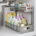 1 Pack 17IN Depth Under Sink Storage Organizer, Large 2-Tier Elegant Mesh Pull Out Shelf for Kitchen and Bathroom Cabinet Organization, L-Shaped and Adjustable Height Design-Gun Gray by UnderSinkOrganizer