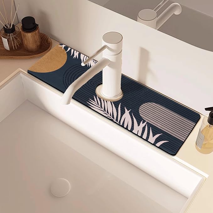 Sink Faucet Absorbing Mat, 2 Pack Drying Mat Around Faucet Sink Splash Guard Behind Faucet Sinkmat For Kitchen Bathroom Island Rv 15 * 5.5 Inch (38 * 14 cm) - Image 7