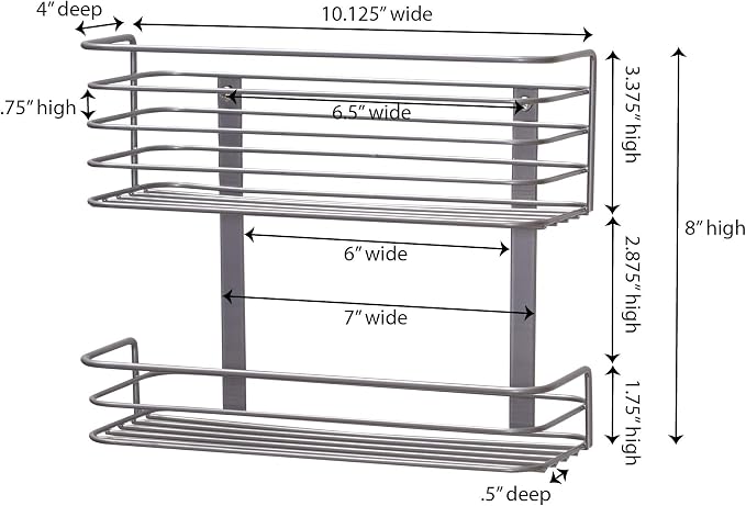 Household Essentials 1228-1 Double Basket Door Mount Cabinet Organizer | Mounts to Solid Cabinet Doors or Wall - Image 2