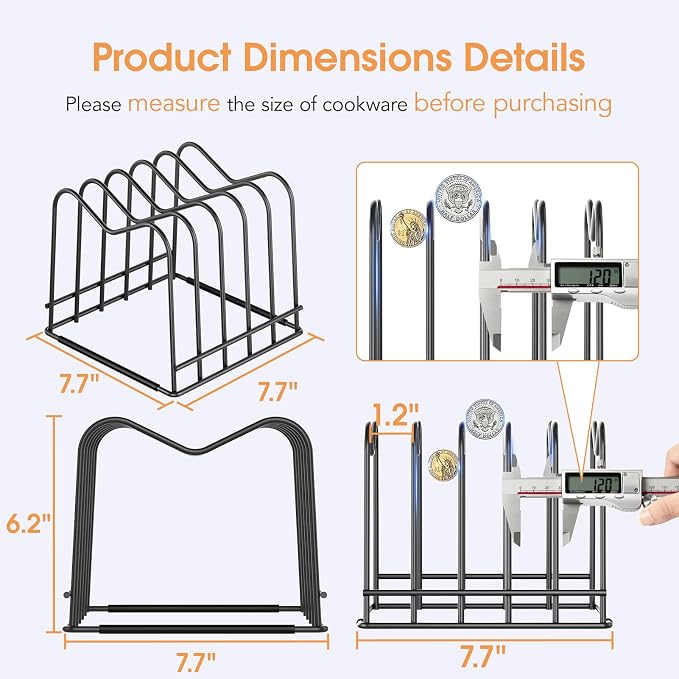 5mm Wire Cutting Board Organizer Holder Stand for Cabinet Countertop | Full silicone strip, no slipping or scratches, 1.2" slot spacing, Holds cutting boards, sheet pans, skillets inside Cabinet - Image 4