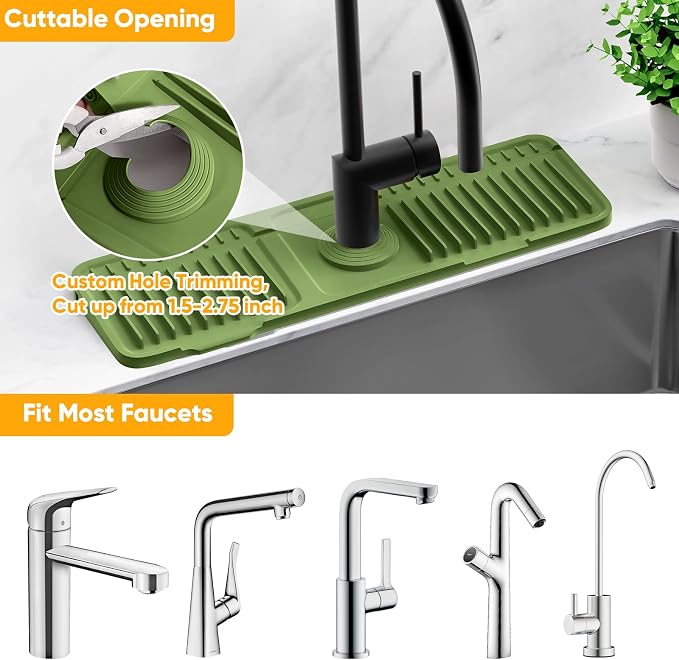 17.7'' Faucet Mat for Kitchen Sink Splash Guard[7° Slope Fast Self-draining][Snap Lock Fit] Folding Kitchen Sink Faucet Mat Splash Guard Kitchen Sink Area Water Splash Guard Behind Faucet Draining Mat - Image 7