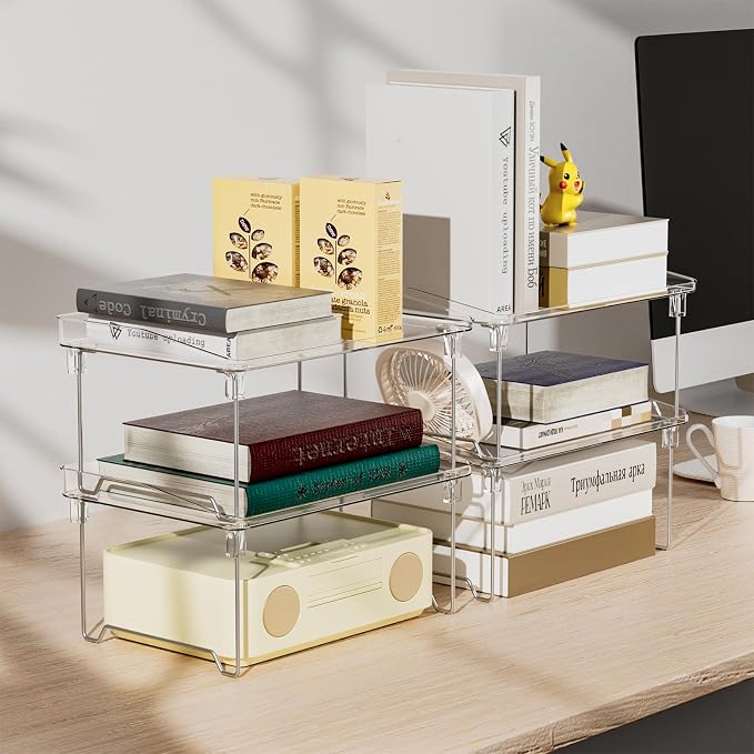STARLATTA Acrylic Cabinet Organizer Shelf,4 Pcs Stackable Kitchen Counter Shelves,Spice Rack,Countertop Organizers,Clear Plastic Storage Organization for Makeup，Bathroom,Cupboard,Desk,Pantry - Image 6
