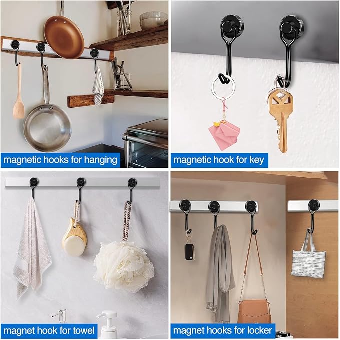 LOVIMAG Swivel Magnetic Hooks, 30LBS, Pack of 20 | Cruise Cabin Ship Essentials 2026, Heavy Duty Magnets for Refrigerator, Classroom, Kitchen, Hanging Mug, Black - Image 6