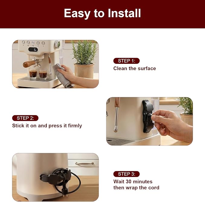 2026 Upgraded Cord Organizer for Appliances | 3PCS Kitchen Cord Keeper with Larger Capacity and Sticking Area, Bendable Cord Wrapper Holder for Coffee Maker, Blender... - Image 5