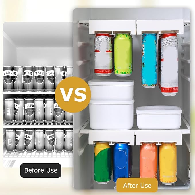 Large Capacity Can Holder for Fridge – Hanging Soda Can Dispenser and Organizer Rack – Beverage Can Storage for Refrigerator and Freezer - Image 4