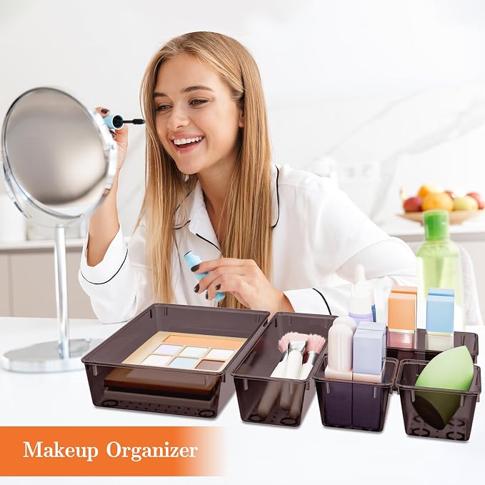 SpaceHacks 25 PCS Plastic Drawer Organizer, 4-Size Versatile Organizer Trays & storage Bins - Image 5