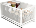 Sliding Cabinet Basket Organizer Drawer Self Adhesive Slide out Pantry Shelves Heavy Duty Carbon Steel Slide Cabinet Storage Basket with Handle for Bathroom Kitchen Home by ULIKEUS