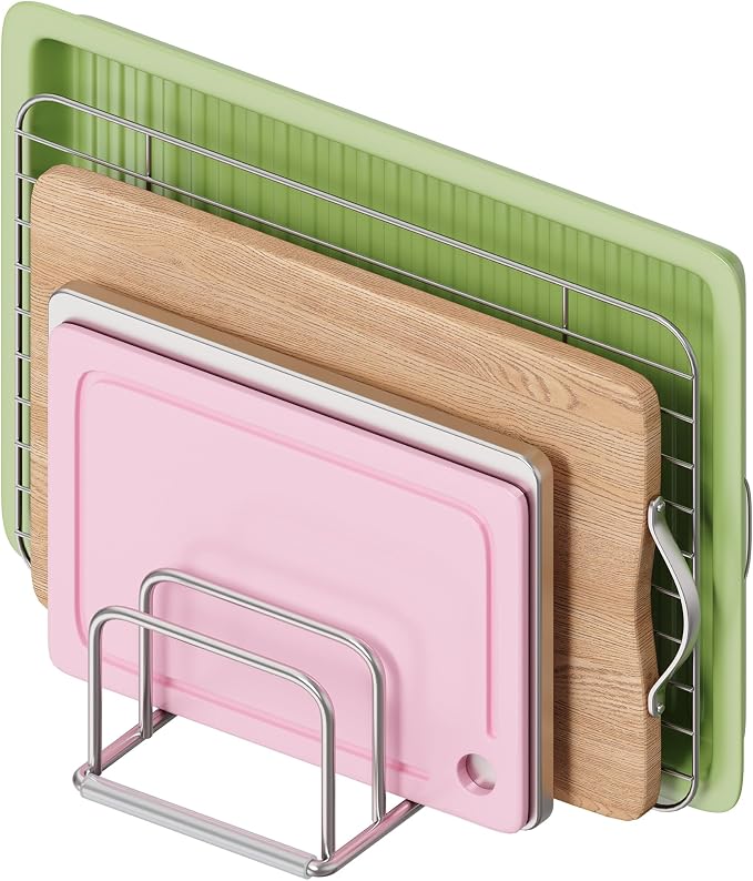 Cutting Board Organizer, 304 Stainless Steel Chopping Board Holder & Pot Pan Lid Rack, Kitchen Shelf Organizer for Bakeware, Cookie Sheets & Trays by Laemyfyre