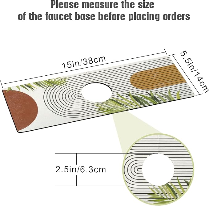 Sink Faucet Absorbing Mat, 2 Pack Drying Mat Around Faucet Sink Splash Guard Behind Faucet Sinkmat For Kitchen Bathroom Island Rv 15 * 5.5 Inch (38 * 14 cm) - Image 2