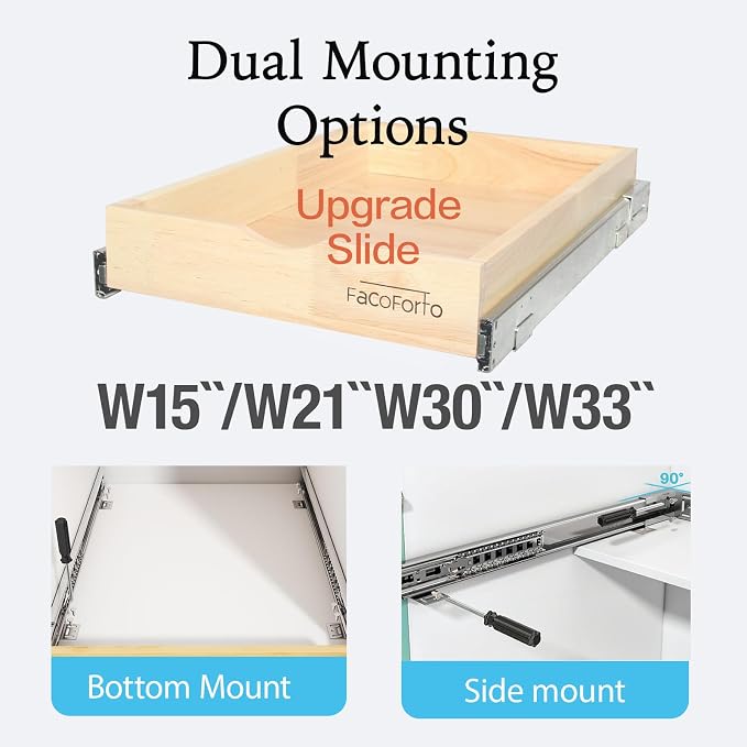 Kitchen Cabinet Organizer, Fully Assembled Drawer Wood Pull Out Tray Drawer Box Cabinet Slide Out Shelve, Wooden Pull-Out Shelf (W21''×D21''×H3'') - Image 3