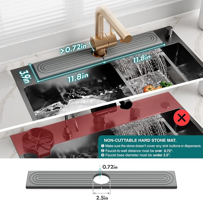 Kitchen Faucet Absorbent Mat - Diatomaceous Earth Splash Guard for Sink Faucet, Aesthetic Water Absorbing Stone Tray in The Modern Home [Grey, 23.6" x 3.9"] - Image 4