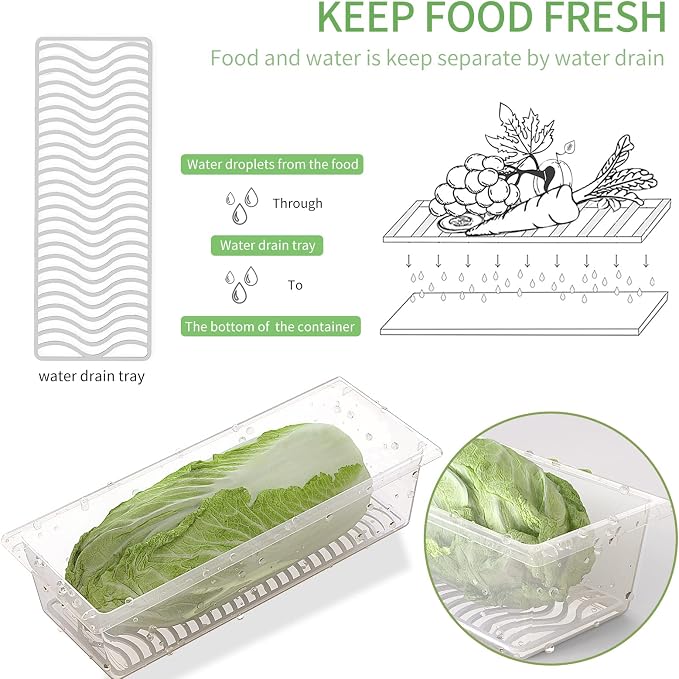 SILIVO Produce Saver Containers for Refrigerator (6 Pack) - 1.5L Fruit Storage Containers for Fridge, Vegetable Storage Containers with Drain Tray Keep Fresh for Veggie, Fruit, Lettuce and Salad - Image 2