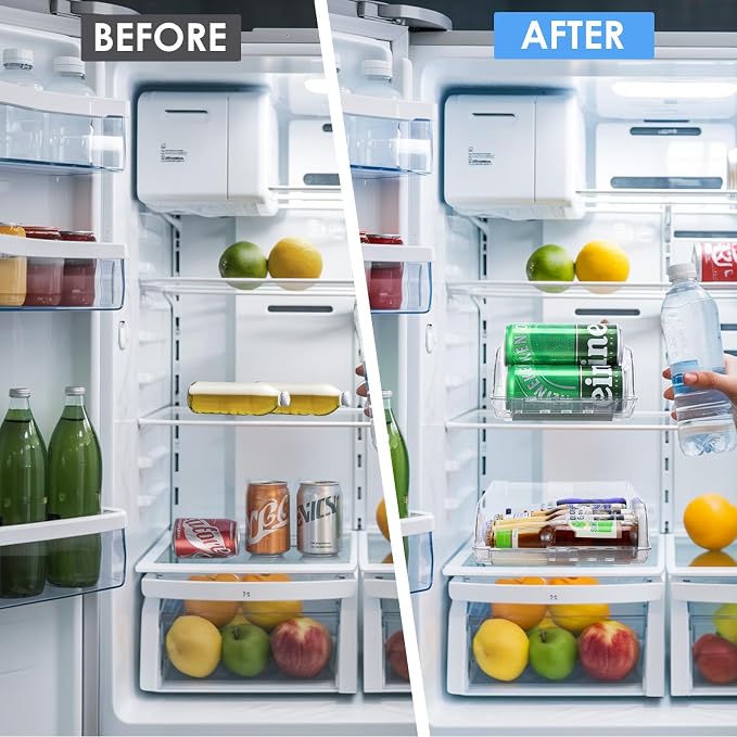2 Pack Clear Width Adjustable Soda Can Organizer for Refrigerator Expandable Soda Cans Dispenser for Beer Seltzer Pop Can Drink Organizer for Fridge Kitchen Pantry - Image 7