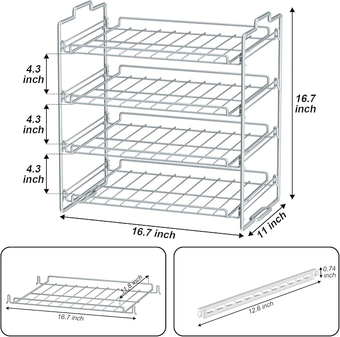 4 Tiers Stackable Can Rack Organizer, Wear-resistant Upgrade Beverage Food Can Dispenser Holder Holds up to 48 Cans for Kitchen Cabinet and Pantry (White) - Image 2