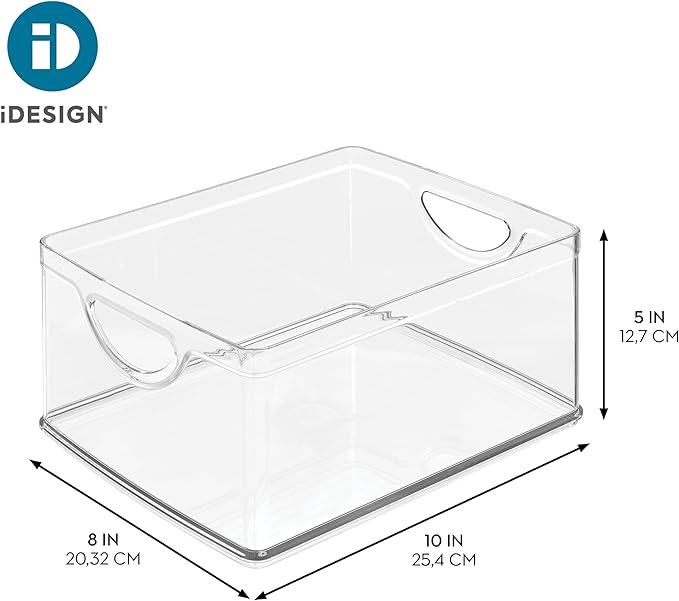 iDesign Plastic Stackable Kitchen Cabinet Storage Bin with Handles - Clear Pantry Organizer Medium (Pack of 4) - Image 4
