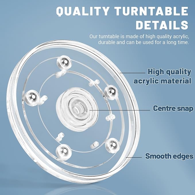 4 Inch Plastic Lazy Susan Turntable, 360° Tiny Clear Turntable Organizer, Transparent Ball Bearing Rotating Swivel Spinning Tray Plate for Refrigerator Table Spice Cake - Image 3