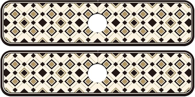 2 Pcs Minimalist Style Kitchen Sink Splash Guard Faucet Mat Black and Gold European-Style Plaid Pattern Faucet Mat for Sinks Absorbing Drying Mats for Kitchen Bathroom, 23.6x5.5inch - Image 8
