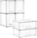 Vtopmart Clear Stackable Storage Drawers, 6 Pack Wide Tall Set | Wide and Tall Pull-Out PET Drawers with Stackable Design for Maximizing Space in Cabinets, Closets, Pantry by Vtopmart