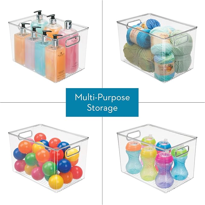 iDesign Linus BPA-Free Plastic Deep Kitchen Storage Bin, Clear | With Handles, 12" x 8" x 7.75" - Image 4