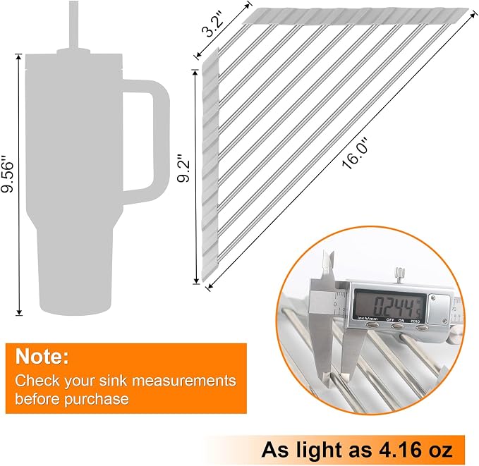 Corner Sink Caddy Triangle Dish Drying Rack for Sink Corner, Sponge Holder Roll Up Dish Drying Rack Over The Sink, Stainless Steel Kitchen Sink Organizer Drainer Mat Sponge Caddy for Counter Storage - Image 3