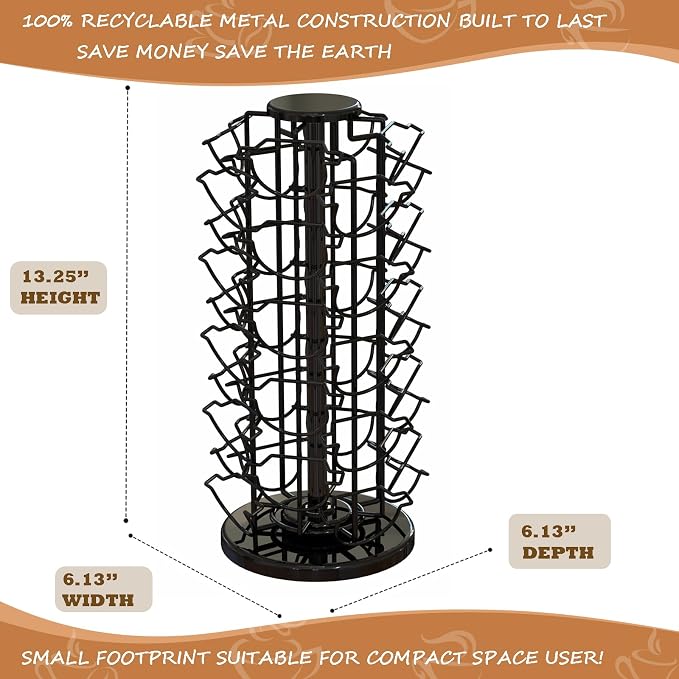 Nespresso Pods Holder Tower Stand,Vertuo Pod Holder 40 Pods Capacity,Black | Coffee Pods Holder Organizer Fits Vertuo Pods, 360°Revolving Pod Carousel, Space-Saving for Countertop,No Assembly Required - Image 3