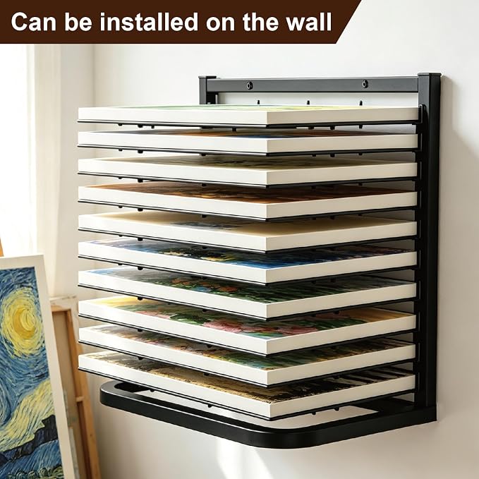 LIAQICHA Art Drying Rack for Classroom - 10 Removable Shelves, Wall/Tabletop Art Rack & Storage Rack for Art Studio, Craft Room, Desktop - Canvas, Painting, Paper Drying Rack, Print Display Rack - Image 8