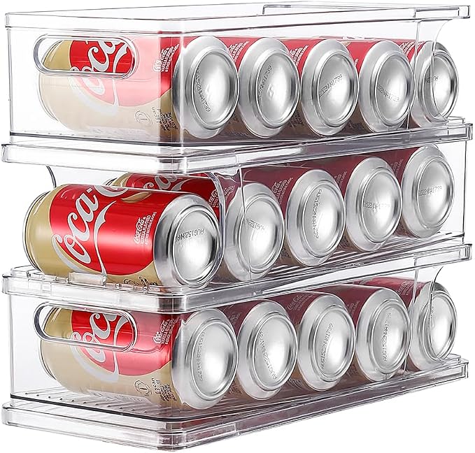 Xicennego 3-Tier Stackable Soda Can Organizer for Refrigerator, Fridge Can Organizer Dispenser, Beverage Can Holder for Refrigerator, Pantry, Cupboard by Xicennego