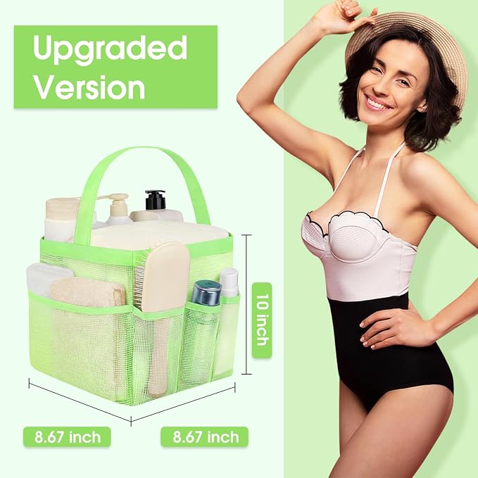 Mesh Shower Caddy Portable - 9 Pockets for College Dorm Room Essential | Large Capacity Mesh Shower Caddy with 9 Pockets, Portable Hanging Toiletry Bag for College Dorm, Gym, Camping and Beach - Image 2