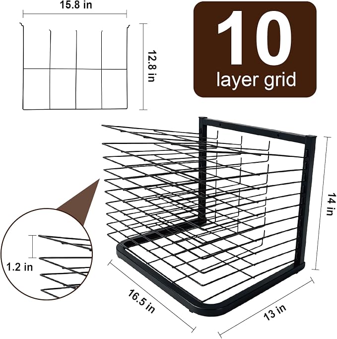 LIAQICHA Art Drying Rack for Classroom - 10 Removable Shelves, Wall/Tabletop Art Rack & Storage Rack for Art Studio, Craft Room, Desktop - Canvas, Painting, Paper Drying Rack, Print Display Rack - Image 4