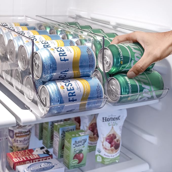 Sorbus Can Dispenser for Refrigerator - 12 Can Fridge organizer Rotation System Rack - Clear Soda Can Organizer for Refrigerator, Freezer & Pantry - Great for Kitchen Organization & Storage (2-Pack) - Image 9