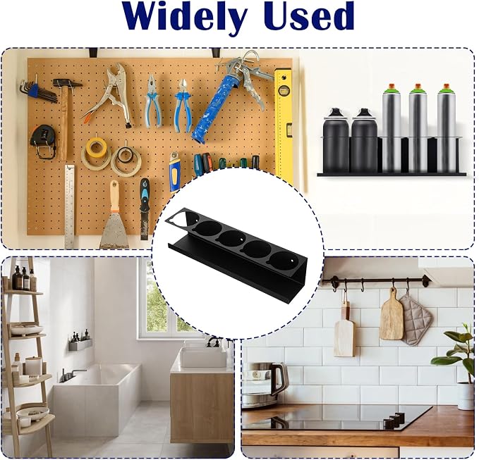 4-Pack 5 Holes Spray Can Holder Bottle Organizer Wall-Mounted Spray Paint Can Rack Organizer for Garage, Workshop & Home - Image 4