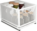 Sliding Cabinet Basket Organizer Drawer Self Adhesive Slide out Pantry Shelves Heavy Duty Carbon Steel Slide Cabinet Storage Basket with Handle for Bathroom Kitchen Home by ULIKEUS
