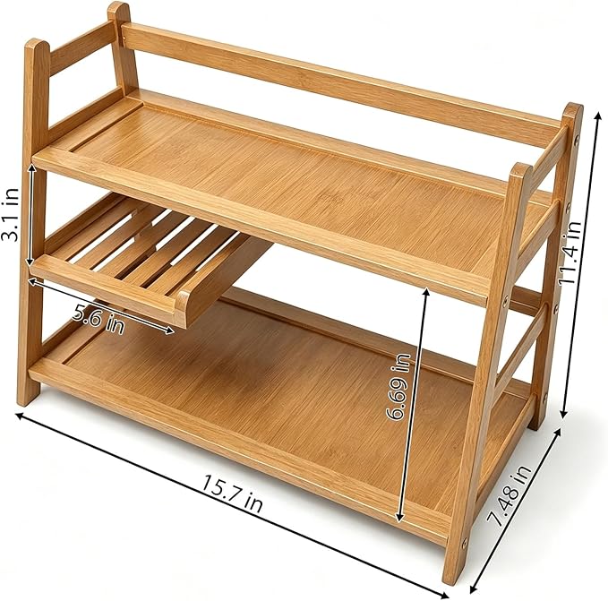 3 Tier Bamboo Matcha Station, coffee station organizer Shelf | for Kitchen Countertop, Tea Bar - Matcha Powder, Tools & Cup Organizer for Matcha Lovers, Home Baristas. - Image 2
