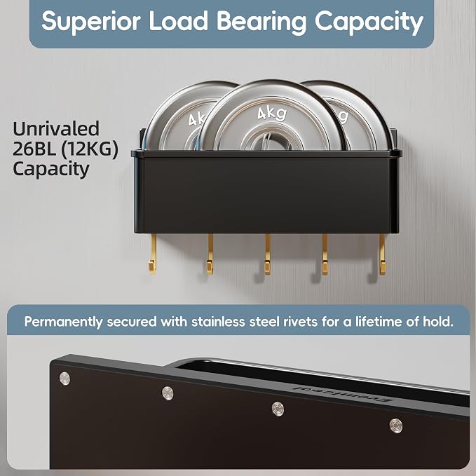 Magnetic Spice Rack for Refrigerator 2 Pack Large Magnet Shelf for Fridge Kitchen Storage Organization with 10 Removable Golden Hooks - Image 3