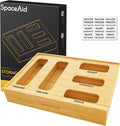 SpaceAid Bag Storage Organizer for Kitchen Drawer, Bamboo Organizer, Compatible with Gallon, Quart, Sandwich and Snack Variety Size Bag (1 Box 5 Slots) by SpaceAid