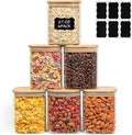 ComSaf Glass Jars with Bamboo Lids 0.8 Qt, Set Of 6 Pantry Galss Jars | Glass Storage Containers with Lid, Pantry Organizer and Storage, Lid with Silicone Seal, Pasta, Spice, Coffee, 27oz, BPA Free by ComSaf