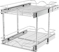 OCG 2 Tier Pull Out Cabinet Organizer (15.5" W x 21" D), Pull Out Drawers for Kitchen Cabinets, Pull Out Shelves for Base Cabinet Organization in Kitchen Bathroom Pantry, Chrome Finish by OCG