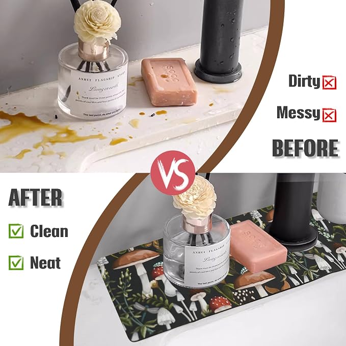 Sink Faucet Absorbing Mat, 2 Pack Drying Mat Around Faucet Sink Splash Guard Behind Faucet Sinkmat For Kitchen Bathroom Island Rv 15 * 5.5 Inch (38 * 14 cm) - Image 5