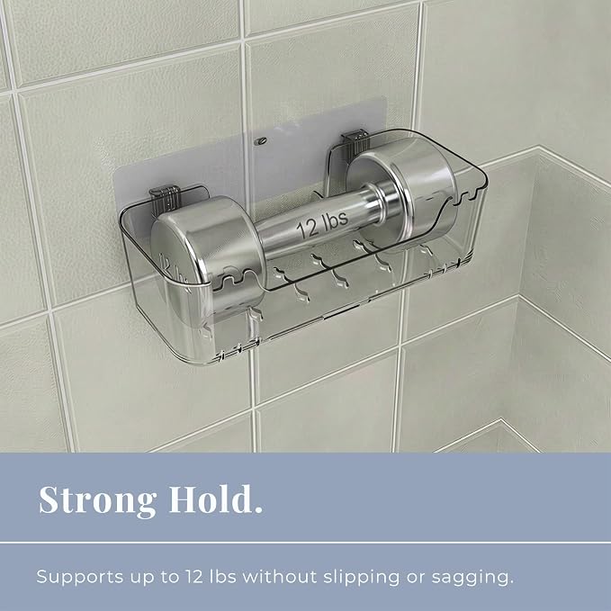 Bathtub Toy Storage, Clear Wall-Mounted Bath Toy Holder, No-Drill | 2 Adhesive Backplates Included, BPA-Free PET, Fast-Drain Design, Detachable, 13 lb Load Capacity - Image 5